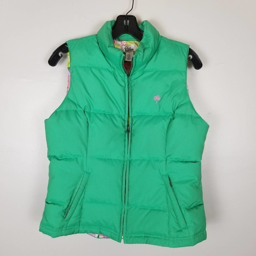 Lilly Pulitzer green puffer vest, size S small